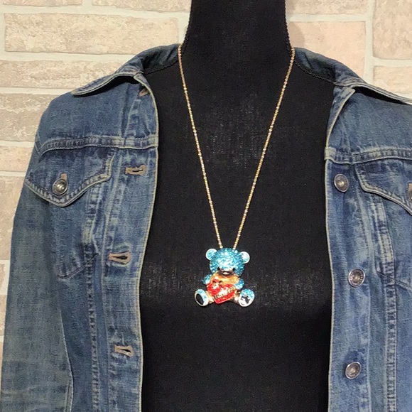 Jewelry - Rhinestone - I Love You - Bear - necklace - bling